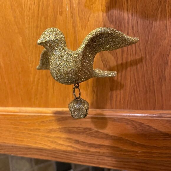 18 Gold Glitter Dove Ornaments With Bells - Picture 15 of 16